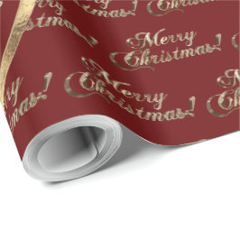 Papel De Regalo La familia Smith Navidades Red Faux Gold Script