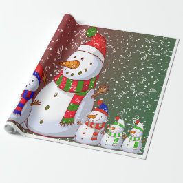 Papel De Regalo La familia Snowman -
