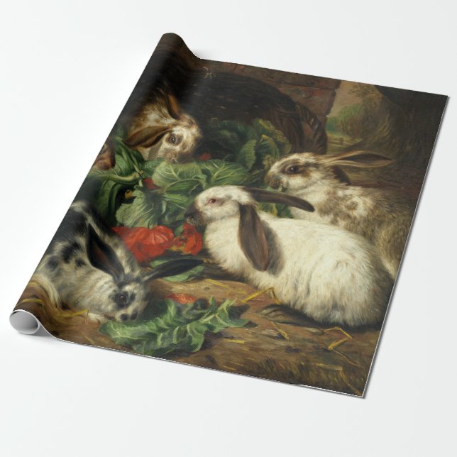 Papel De Regalo La feliz familia de los conejos de Alfred Barber (Desenrollado)