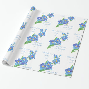 Papel De Regalo La flor azul bonita me olvida no, bendice al señor