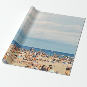 Papel De Regalo La gente en la playa de arena marrón