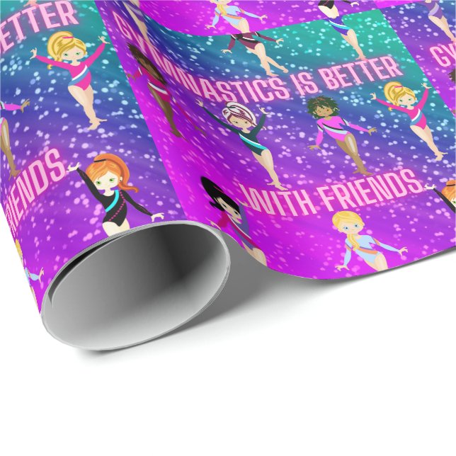 Papel De Regalo La Gimnasia Es Mejor Con Los Amigos Super Sparkle (Esquina del rollo)
