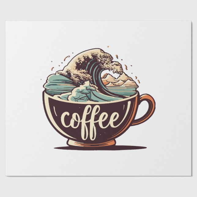Papel De Regalo La Gran Ola De Café (Superficie plana)