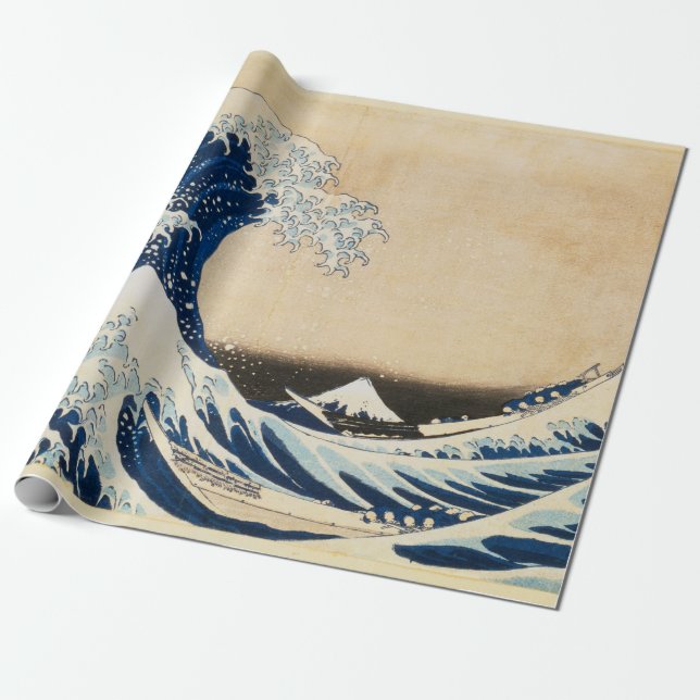 Papel De Regalo La gran ola de Kanagawa por Hokusai (Desenrollado)
