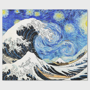 Papel De Regalo La gran ola frente a Kanagawa en noche estrellada