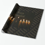 Papel De Regalo La lámpara feliz Menorah de Jánuca enciende la<br><div class="desc">La lámpara feliz Menorah de Jánuca enciende el festival de Chanukah de las velas del papel de envoltorio para regalos de las luces</div>