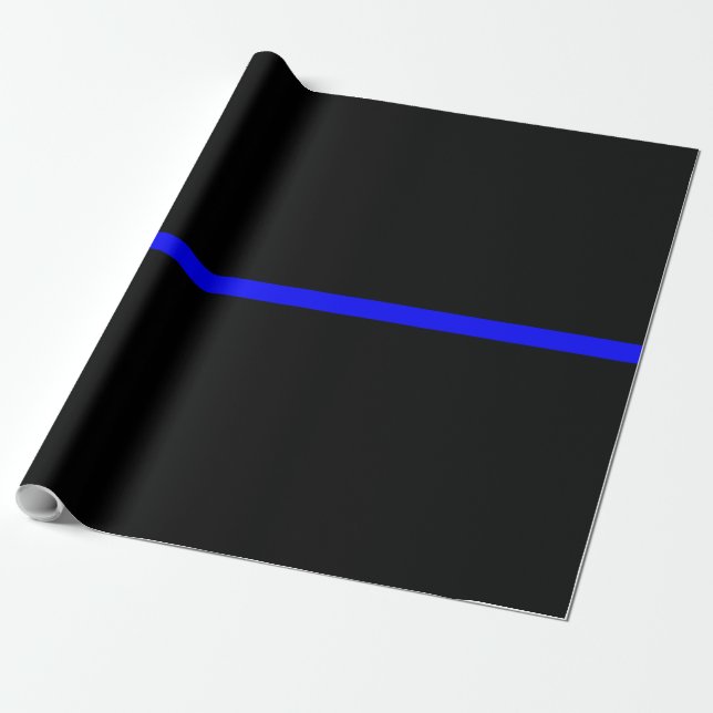 Papel De Regalo La línea azul simbólica delgada horizontal negra (Desenrollado)