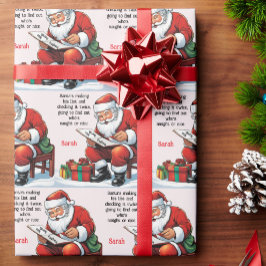 Papel De Regalo La lista de Santa agrega Navidades de Personalizad