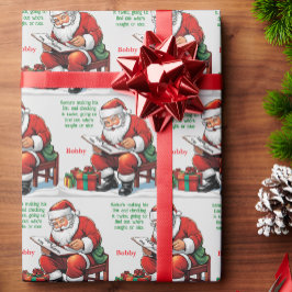 Papel De Regalo La lista de Santa agrega Navidades de Personalizad