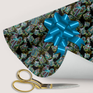 Papel De Regalo La luz negra de la luz neón brillante de Navidad p