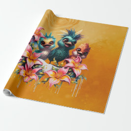 Papel De Regalo La magia de las aves en un mar de flores de・,