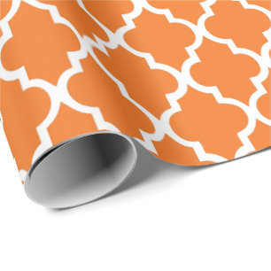 Papel De Regalo La mandarina Quatrefoil teja el modelo