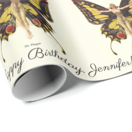 Papel De Regalo La mariposa flapeador personaliza el nombre cumple