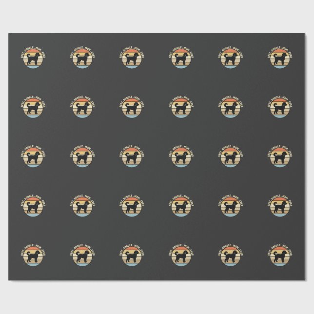 Papel De Regalo La mejor mamá de Doodle Retro Perro (Superficie plana)