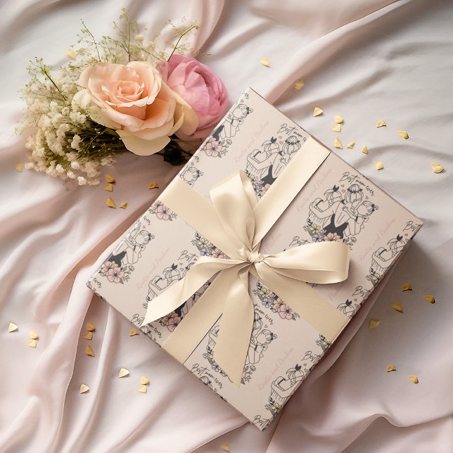 Papel De Regalo La mejor mamá mamá, niños y personalizado de flore (Best Mom ever mum, children and flowers custom Wrapping Paper)