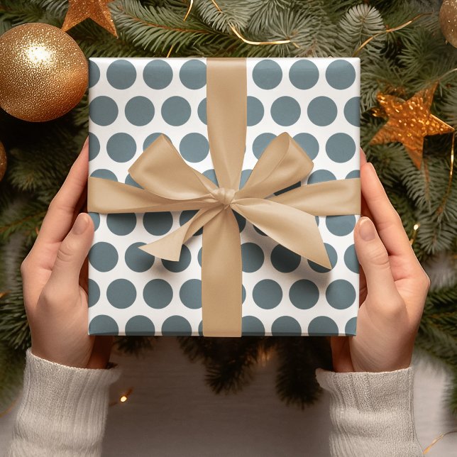 Papel De Regalo La moderna polka azul domina a los Navidades envol (Subido por el creador)