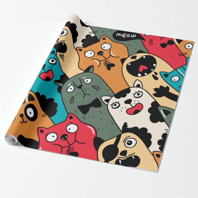 Papel De Regalo La multitud de gatos (Desenrollado)