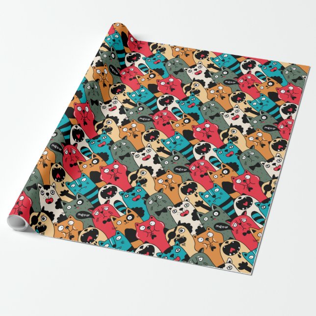 Papel De Regalo La multitud de gatos (Desenrollado)