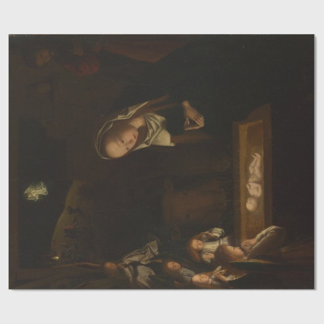 Papel De Regalo La Natividad de noche (nacimiento de Jesús, Navida (Superficie plana)