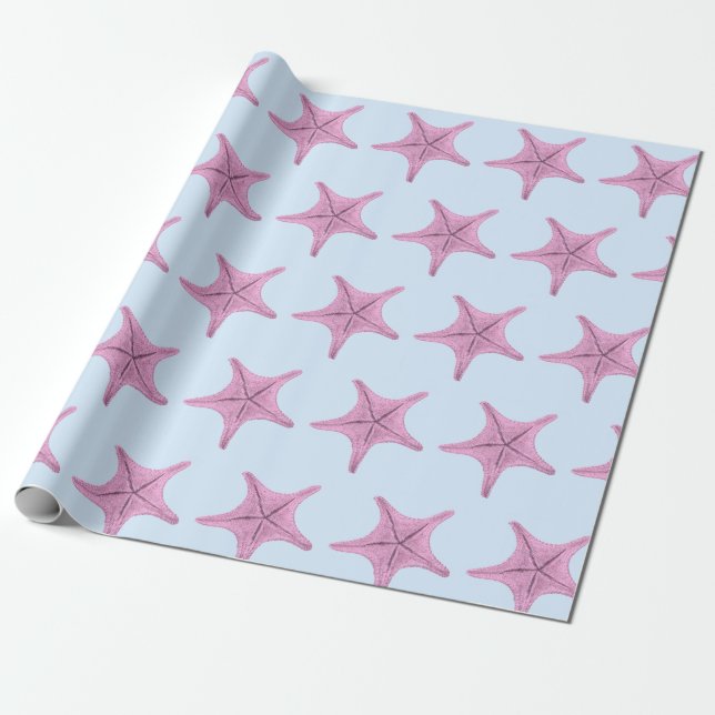 Papel De Regalo La Náutica Starfish Rosa (Desenrollado)
