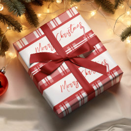 Papel De Regalo La Navidad de los Merry en Red Plaid | Candy Cane