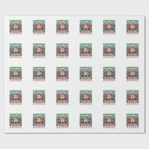 Papel De Regalo La Navidad Está Llegando Santa Claus Elfos Reno