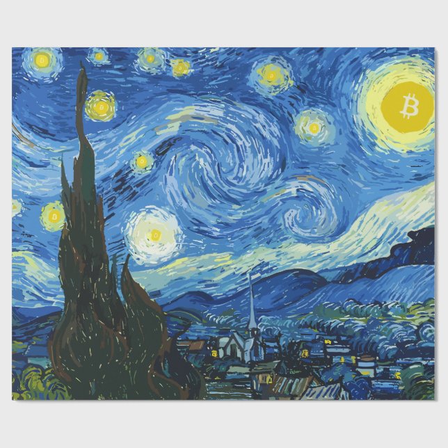 Papel De Regalo La noche Bitcoiny (Superficie plana)