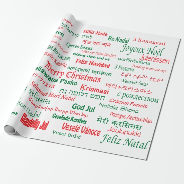 Papel De Regalo La paz coexiste las Felices Navidad felices muchas (Desenrollado)