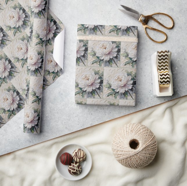 Papel De Regalo La Peonía Blanca Impa El Arte (Artesanía)