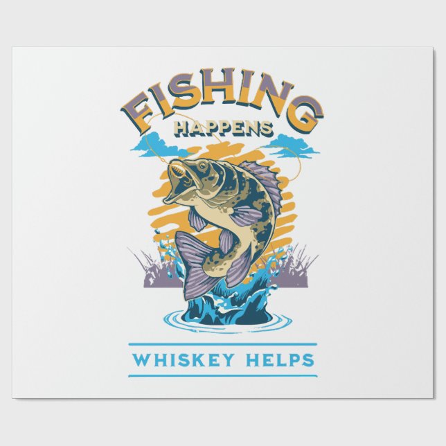Papel De Regalo La Pesca Ocurre. ¡Whiskey Ayuda! (Superficie plana)