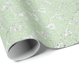 Papel De Regalo La plata de la verde menta del art déco descasca