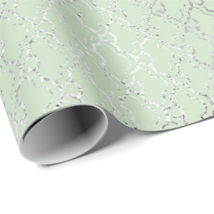 Papel De Regalo La plata de la verde menta del art déco escala el