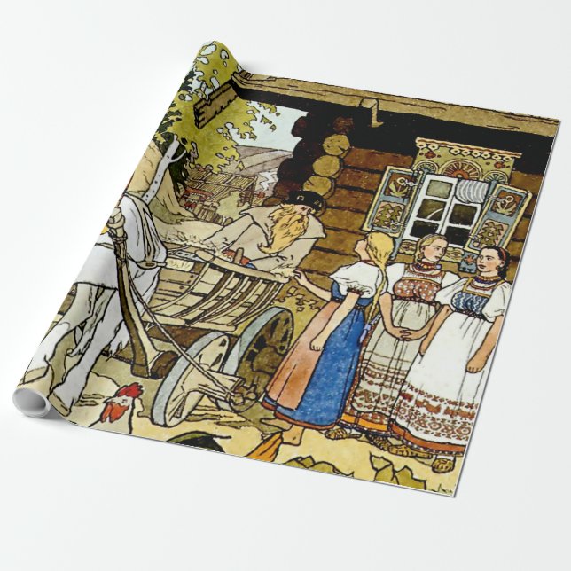 Papel De Regalo "La pluma del fino" de Ivan Bilibin (Desenrollado)