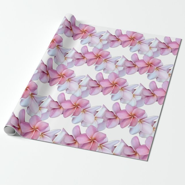 Papel De Regalo La Plumeria florece en rosa (Desenrollado)