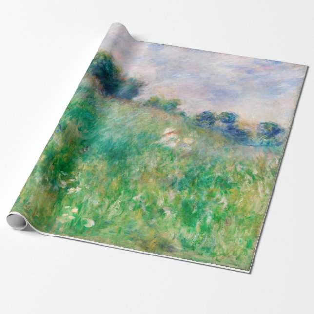 Papel De Regalo La pradera verde de la pintura impresionista de Re (Desenrollado)