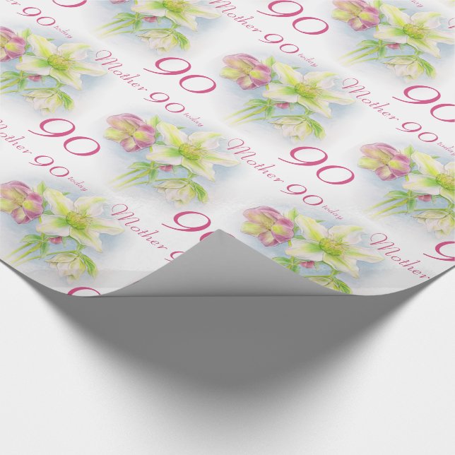 Papel De Regalo La primavera florece el 90.o abrigo del cumpleaños (Esquina)