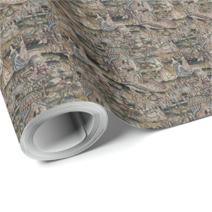 Papel De Regalo La reina vintage Esther Tapestry Embroidery púrpur