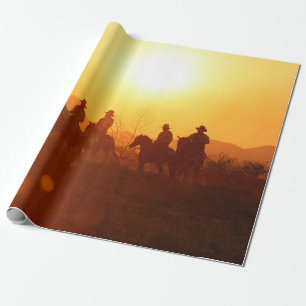 Papel De Regalo La silueta del jinete como vestuario de vaquero co