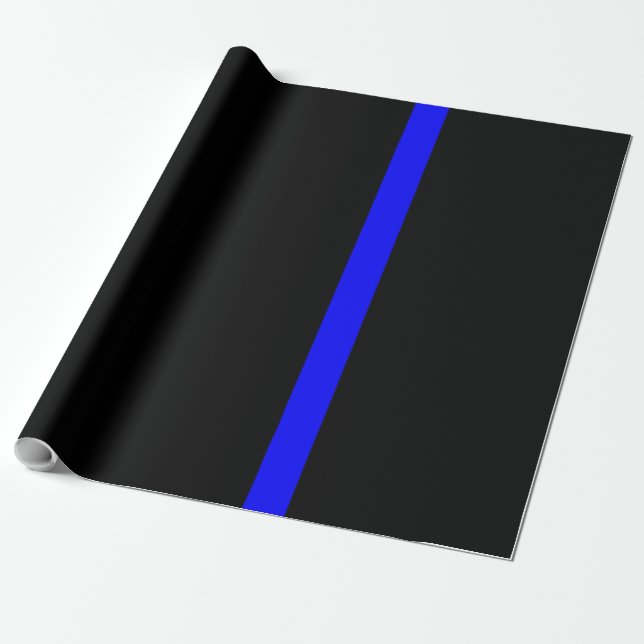 Papel De Regalo La simbólica delgada línea azul en negro (Desenrollado)