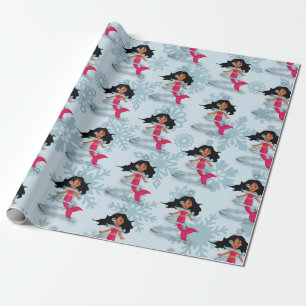 Papel De Regalo La sirena cuta Chica Whimsical Snowflakes