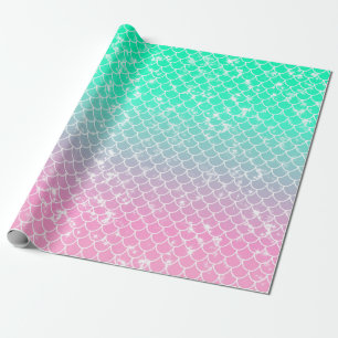 Papel De Regalo La Sirena Pastel Escavilla Ombre Verde Rosa