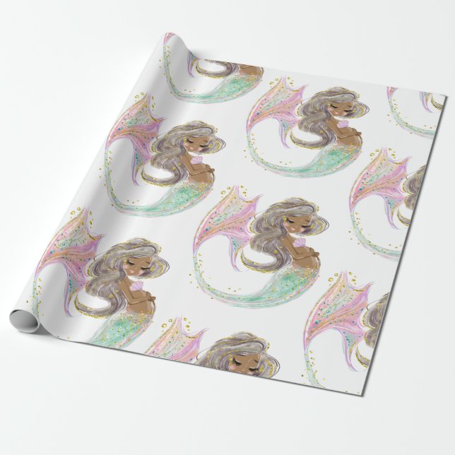 Papel De Regalo La Sirenita Futura Mamá Baby Shower. Bajo El Mar. (Desenrollado)