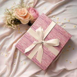 Papel De Regalo La tipografía simple es un Baby Shower Chica