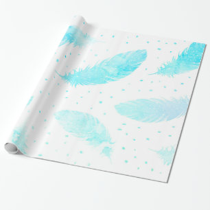 Papel De Regalo La turquesa de Ombre del *~* empluma puntos en