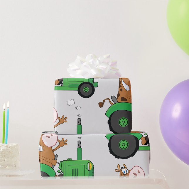 Papel De Regalo La vaca conduciendo un tractor (Subido por el creador)