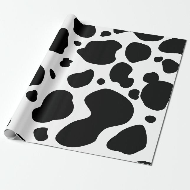 Papel De Regalo La vaca mancha el estampado de animales blanco y (Desenrollado)