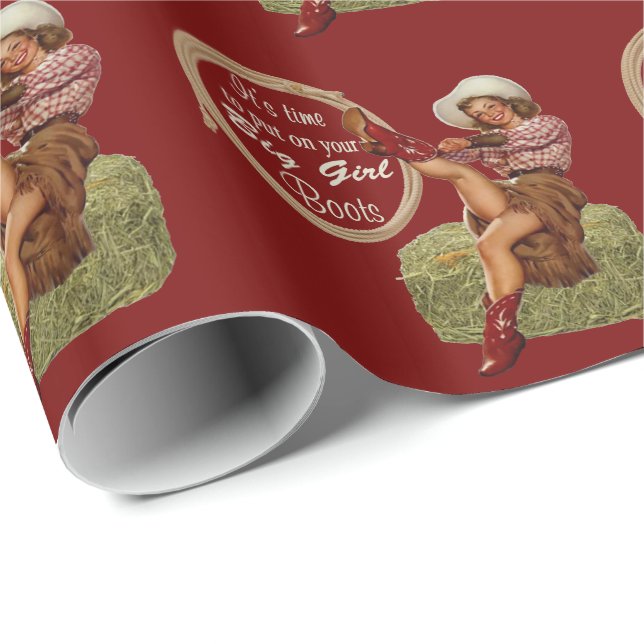 Papel De Regalo La vaquera le puso las botas grandes (Esquina del rollo)