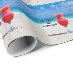 Papel De Regalo La vida empieza en la jubilación - playa de arena,