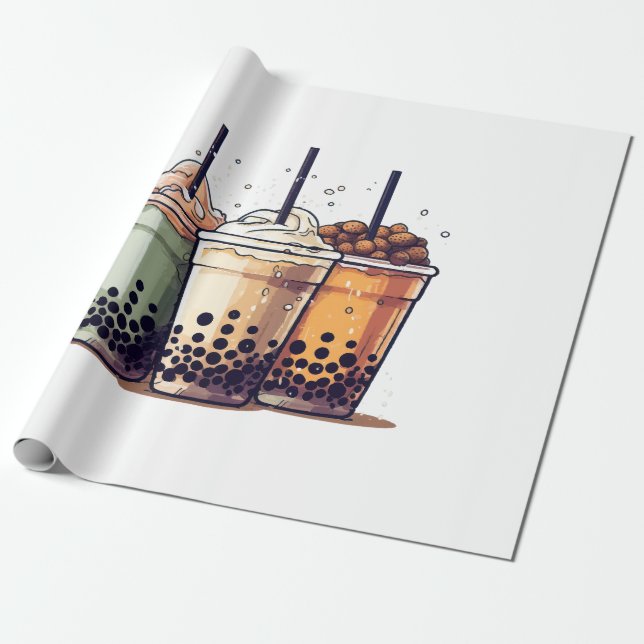 Papel De Regalo La vida es corta, bebe el boba (Desenrollado)