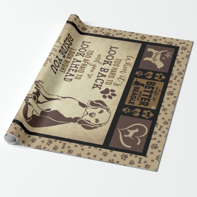 Papel De Regalo "La Vida Es Mejor Con Beagle, Perro Amante (Desenrollado)